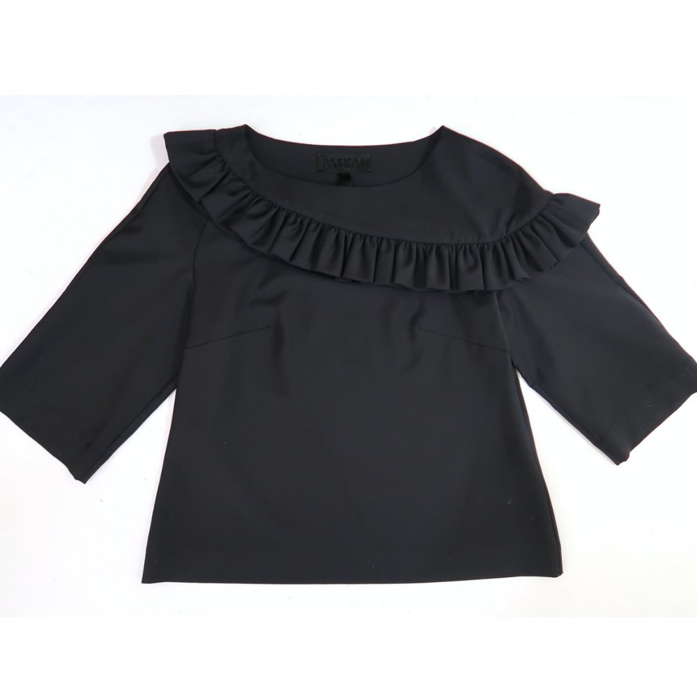 PASKAL ruffle trim stretch wool top - Picture 4 of 6
